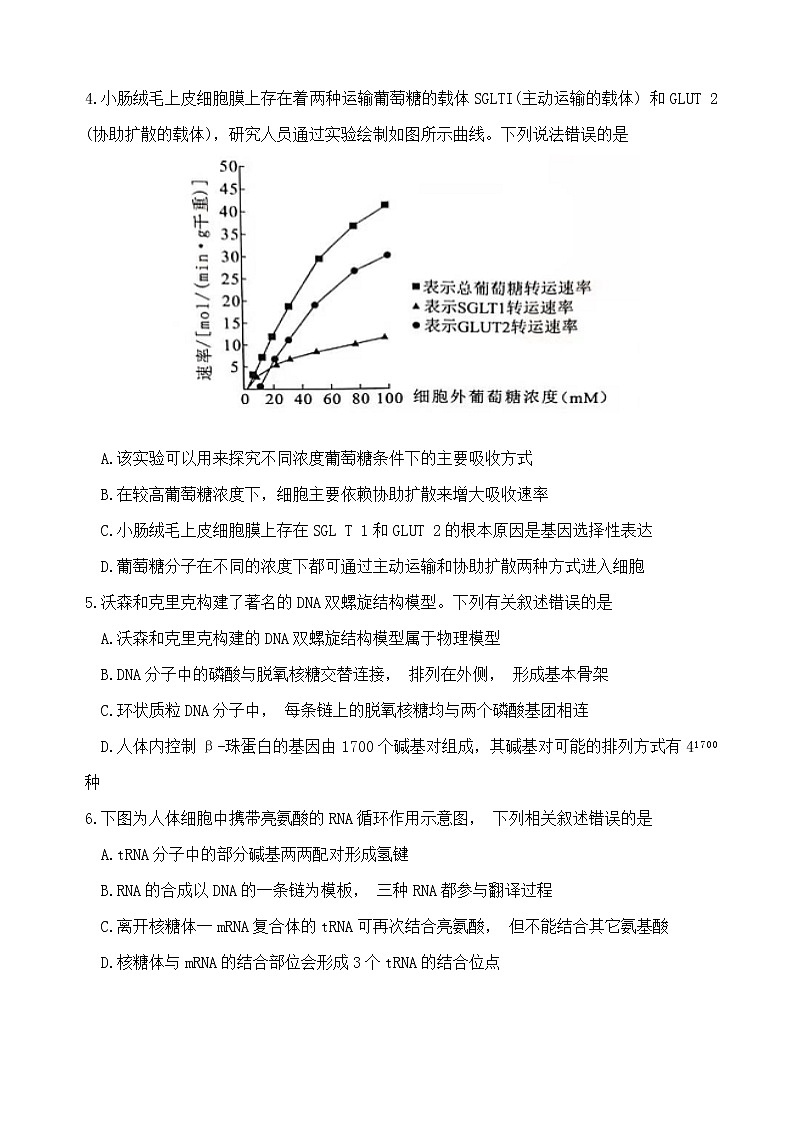 2021届湖南省永州市高三三模生物（试卷）第2页