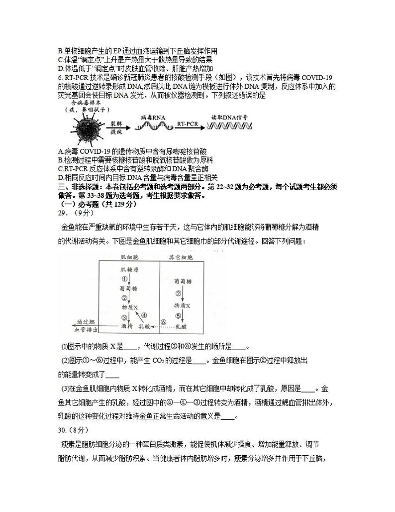 四川省成都市2020届高三第三次诊断性检测（三模）生物试题含答案02