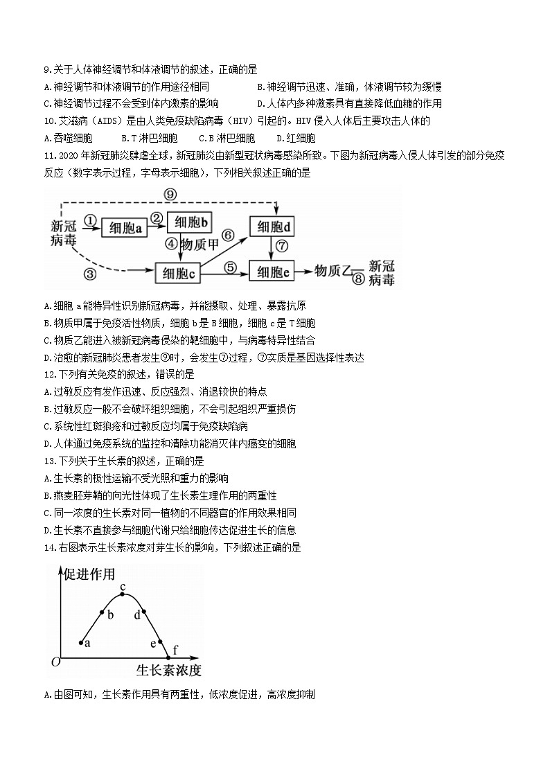 2022青海省海南藏族自治州高级中学高二上学期期末考试生物试题无答案第3页