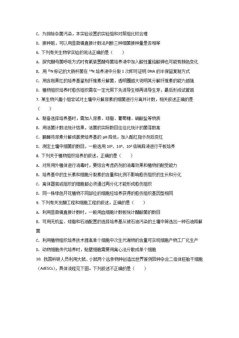 2021-2022学年山东省菏泽第一中学高二下学期4月线上检测生物试题含答案03