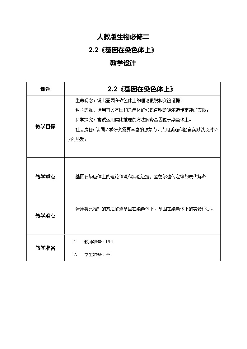 2.2《基因位于染色体上》课件（送教案+练习）01