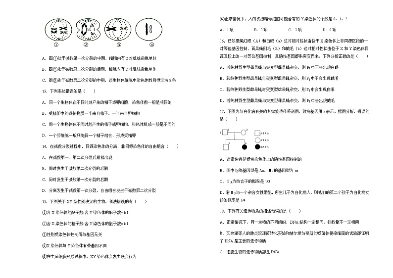 2021-2022学年福建省厦门第一中学高一下学期期中生物试题含答案03
