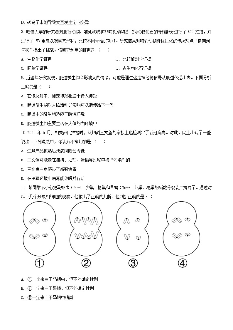 2021年上海市徐汇区高二（高三）等级考二模生物试题（含解析）02