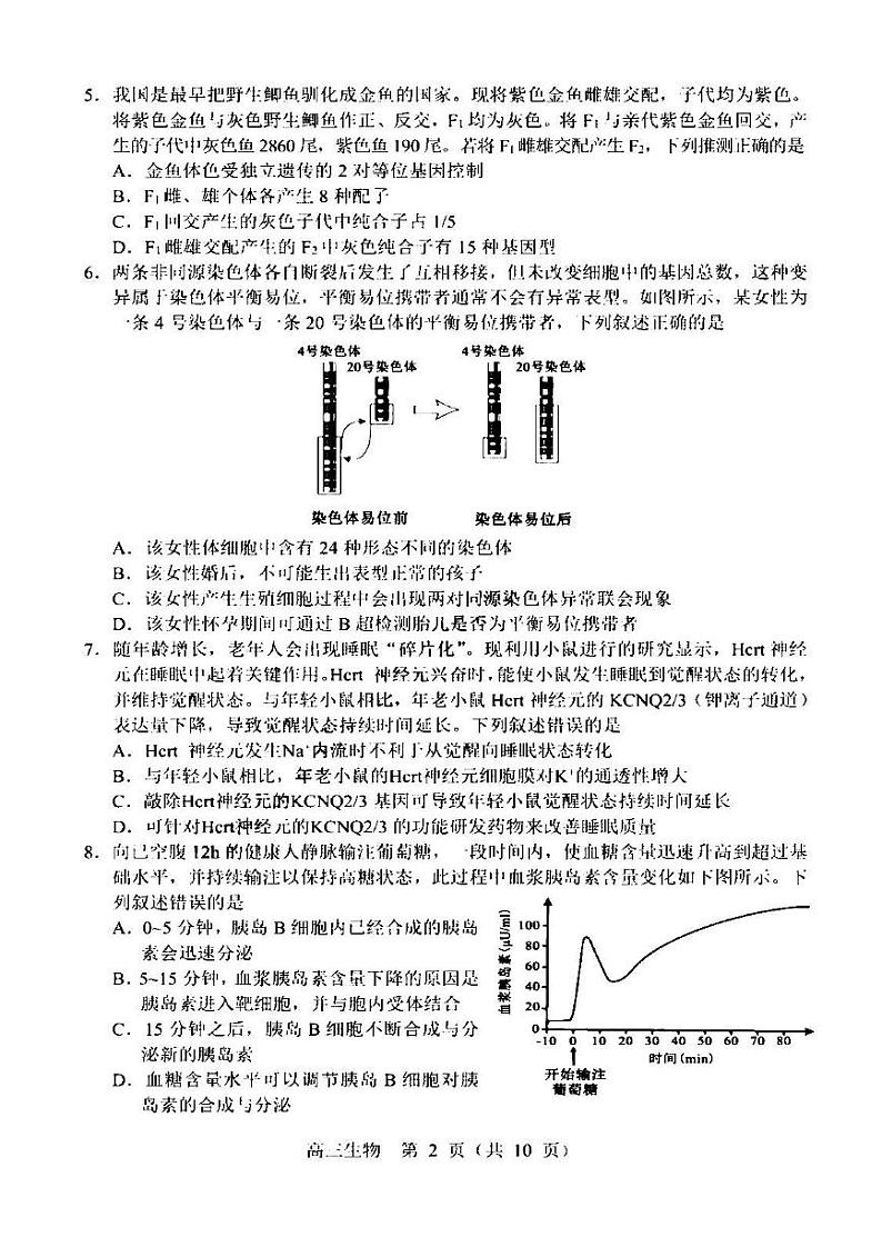 2022年东北三省四市联考暨沈阳市高三质量检测（二）生物试题含答案（沈阳二模）02