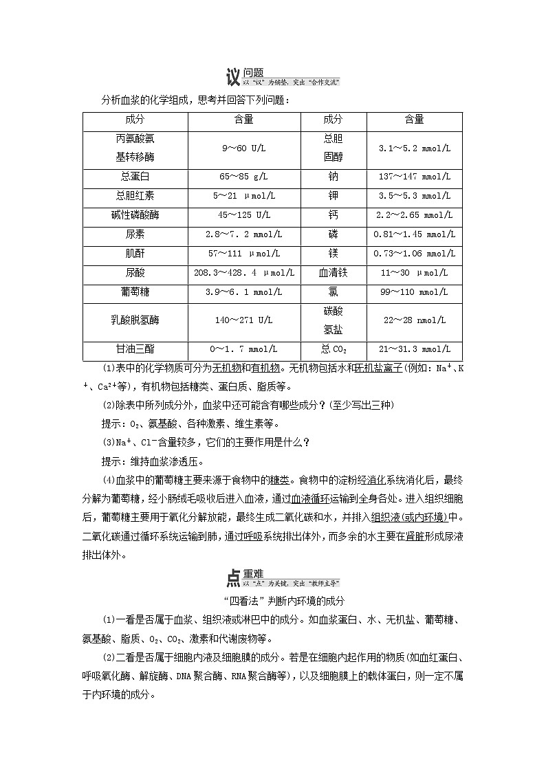 2022年新教材高中生物第一章内环境与稳态第一节人体细胞生活在内环境中学案浙科版选择性必修1第3页