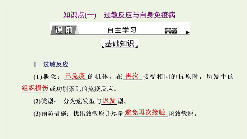 2022年新教材高中生物第四章免疫调节第四节免疫功能异常引发疾参件浙科版选择性必修1课件PPT第3页