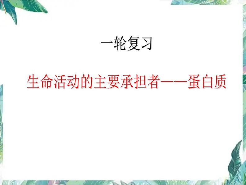 专题复习 生命活动的主要承担者—蛋白质课件第1页