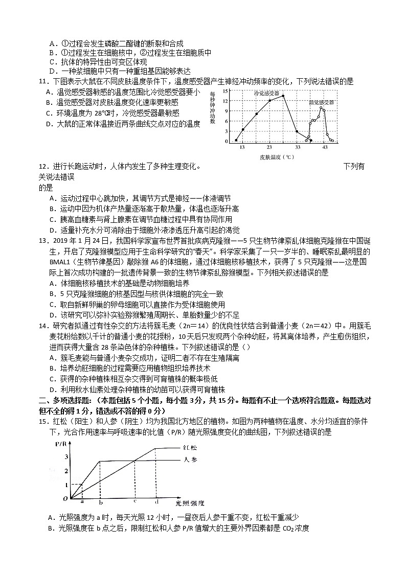 江苏省扬州中学2021-2022学年高三下学期4月生物月考试卷第3页