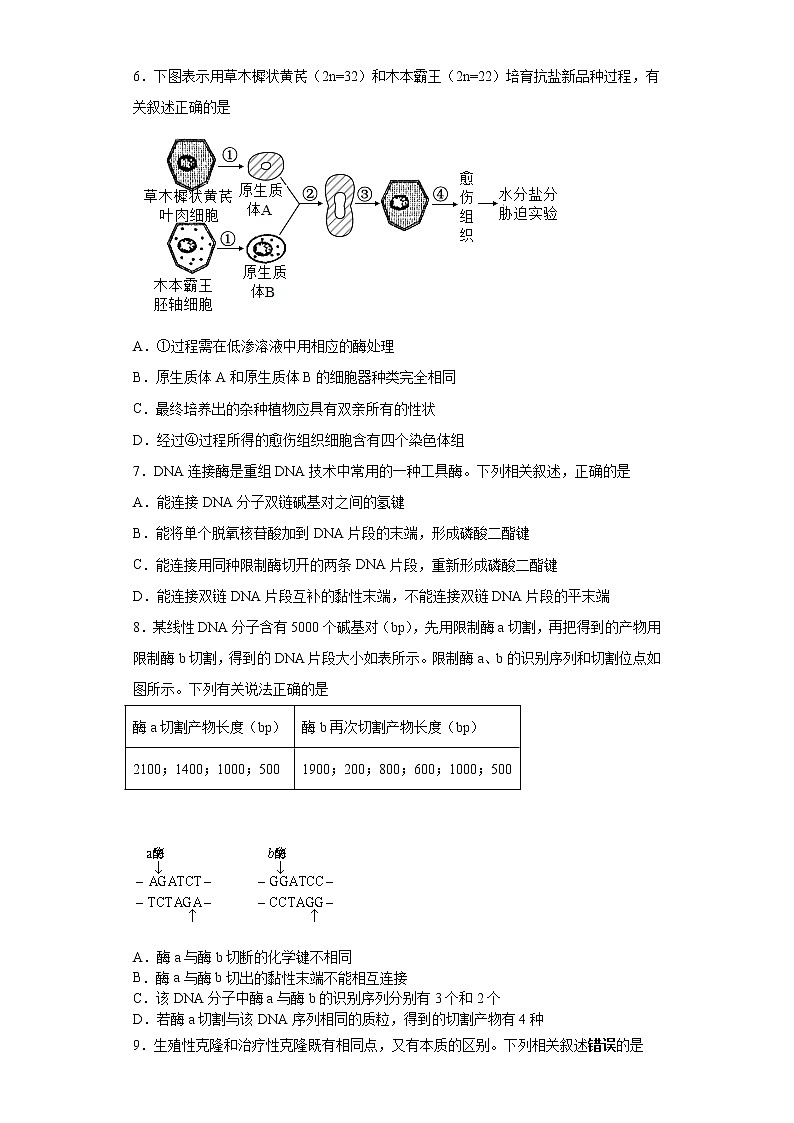 江苏省连云港市东海县2021—2022学年高二下学期期中生物试题（含答案）02