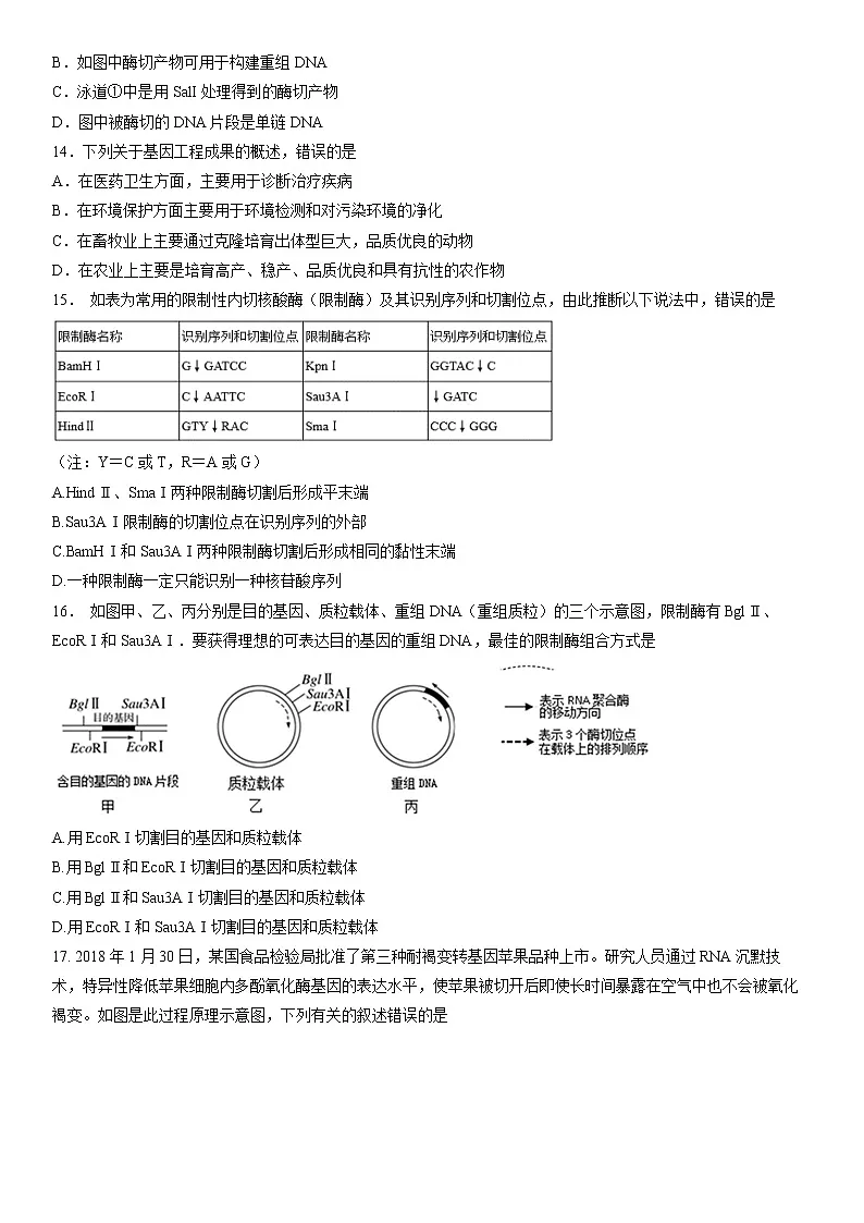 北京市第一五六中学2021-2022学年高二下学期期中生物试卷（无答案）第3页