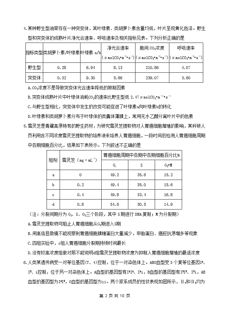 湖北省龙泉中学，宜昌一中，荆州中学等四校2021-2022学年高三下学期模拟联考生物试题word版含答案02