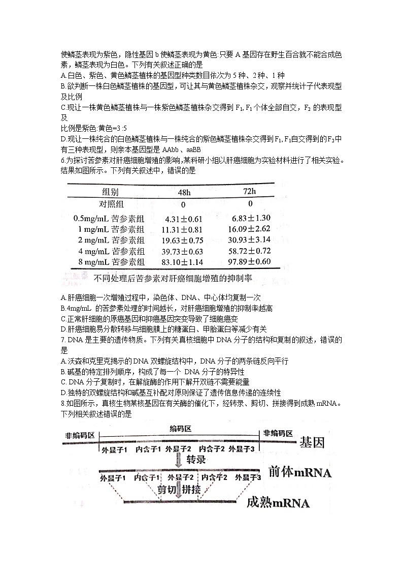 2022高三下学期百校联考试题（衡阳二模）生物含解析02
