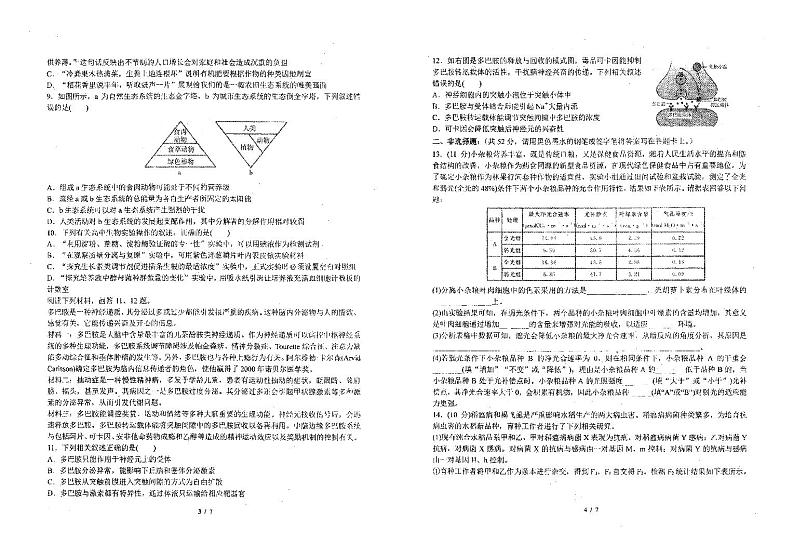 2022年天津南开中学高三第四次月考生物试卷无答案第2页