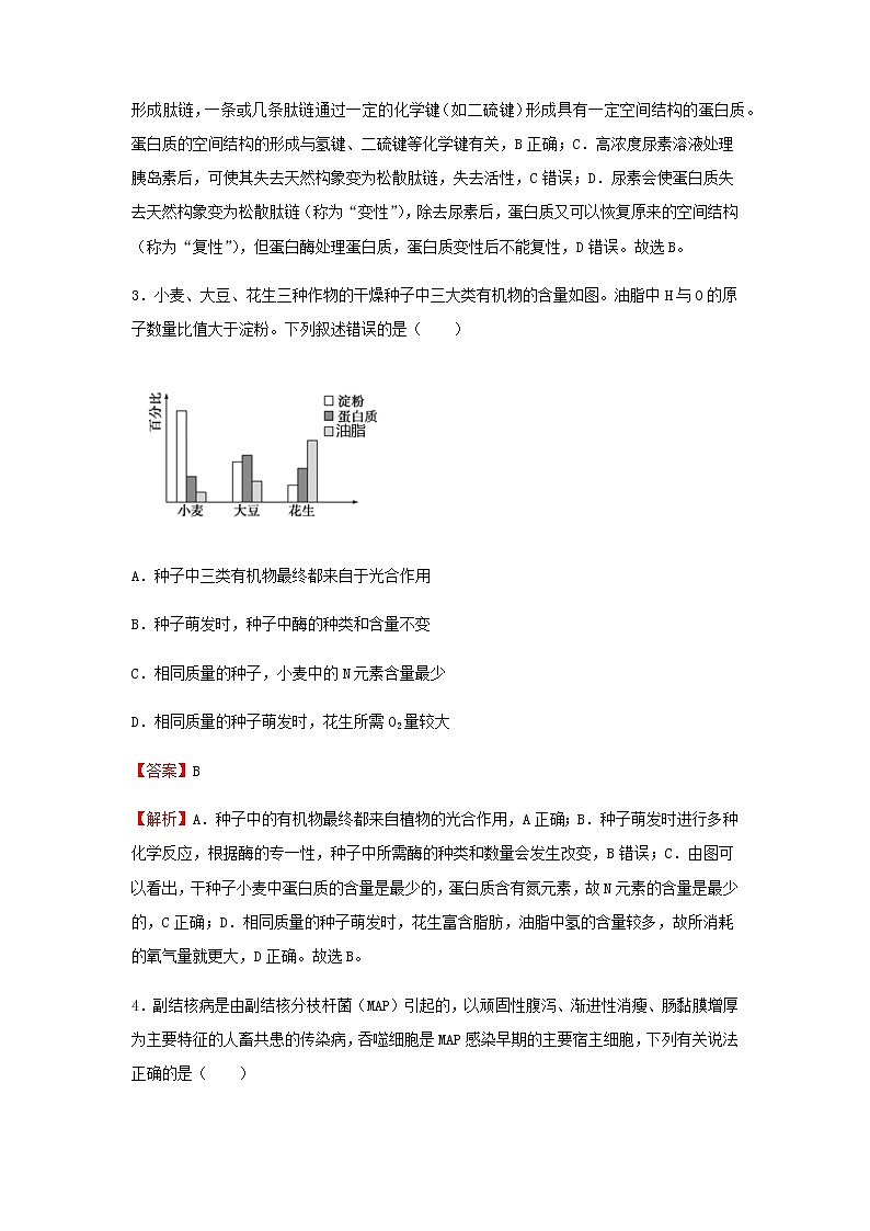 2022届高考生物二轮专题复习1细胞的物质基础和结构基础习题含解析第2页