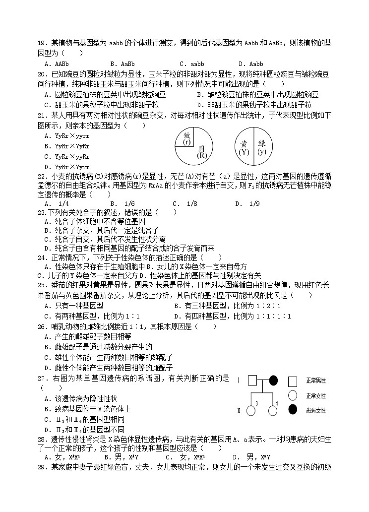 2022扬州中学高一下学期期中检测生物试题含答案03