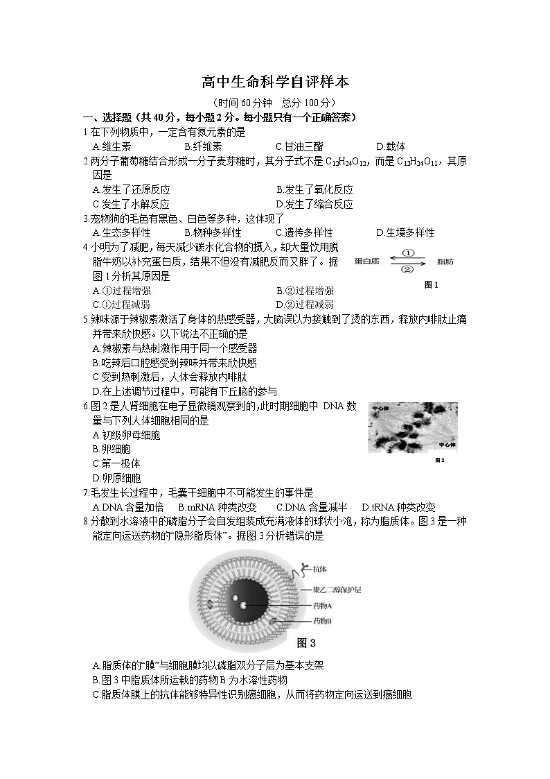 2022上海徐汇区高三二模生物试题含答案第1页