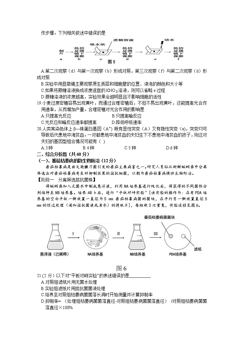 2022上海徐汇区高三二模生物试题含答案第3页