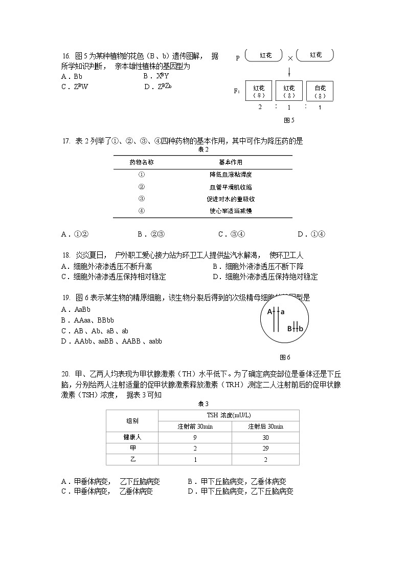 2021.12奉贤区高中生物一模试卷（解析版）03
