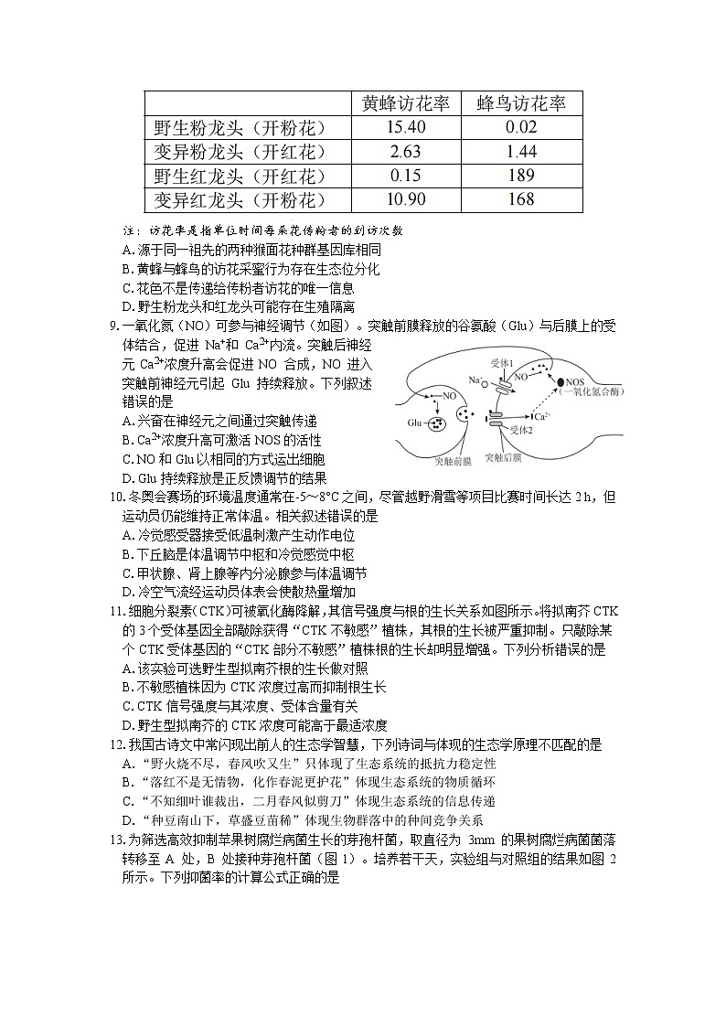北京市西城区2022届高三下学期二模考试生物试题无答案第3页