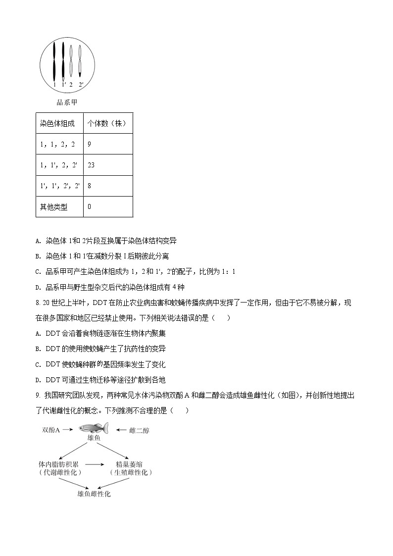 2022北京东城区高三二模生物试题Word含解析03