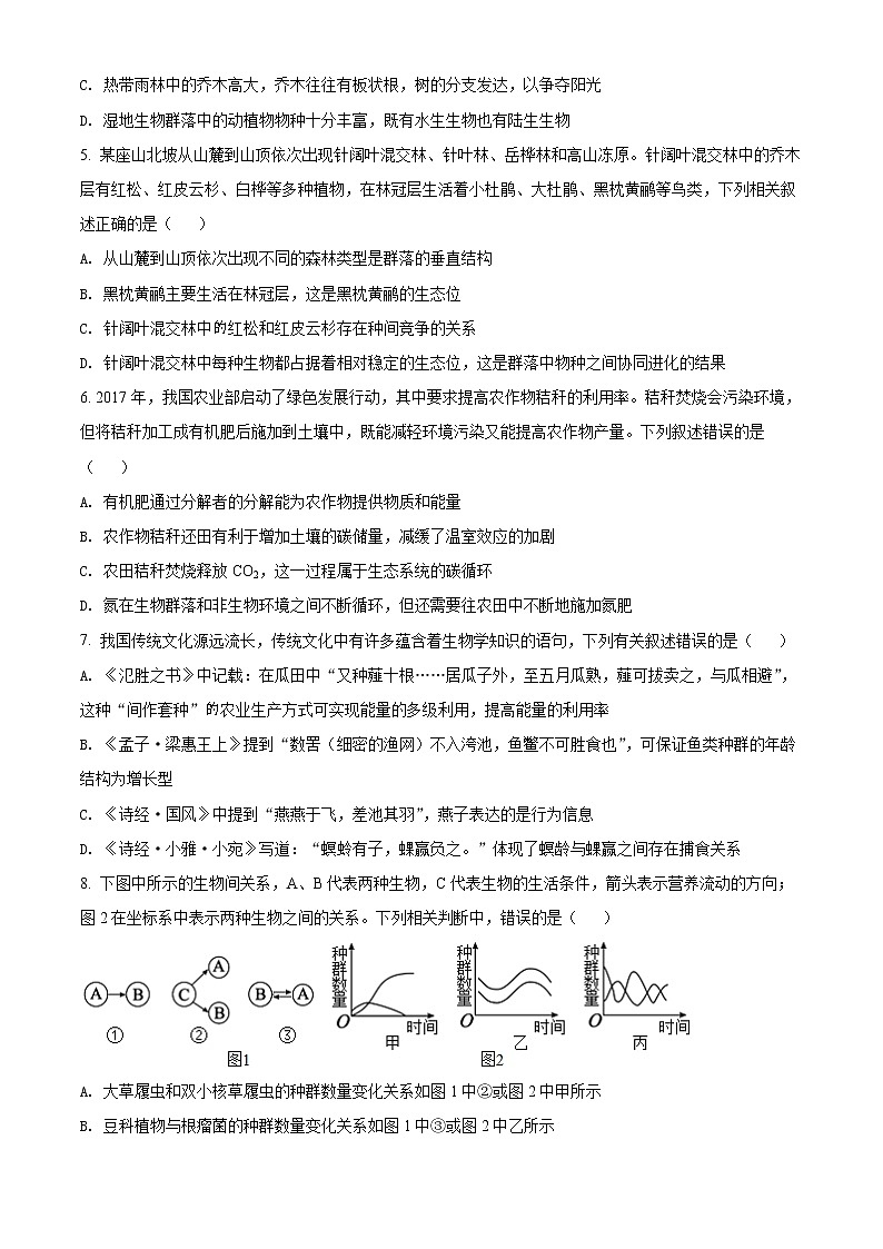 2022年春季鄂东南省级示范高中教育教学改革联盟学校期中联考高二生物试卷第2页