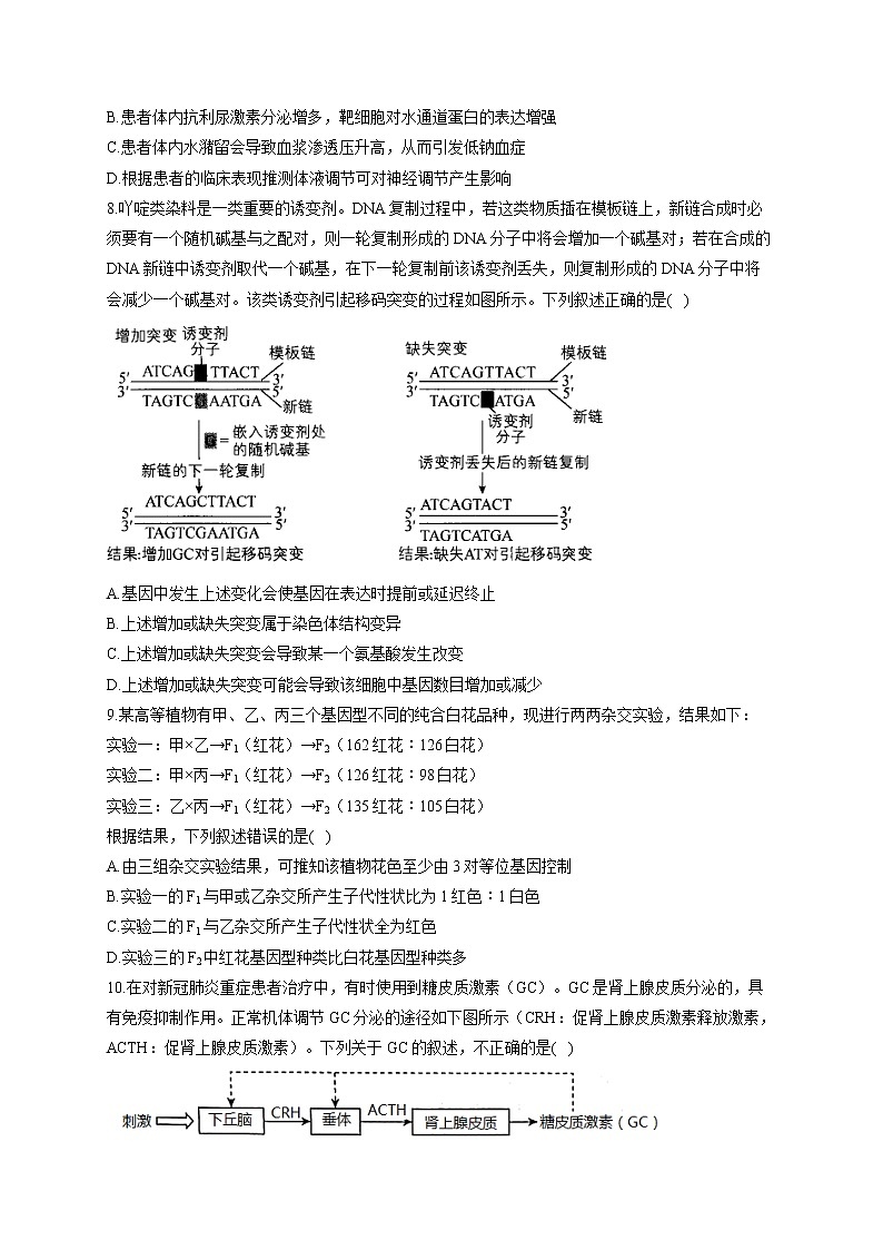 2022届新高考生物考前冲刺模拟卷 江苏专版03