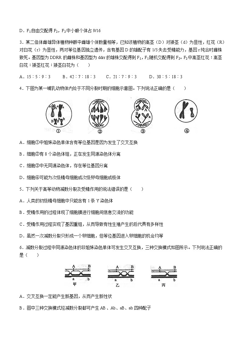 2021滨州高一下学期期末考试生物试题含答案第2页