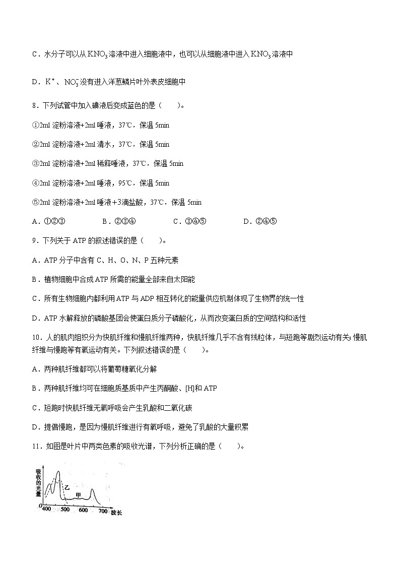 2021玉溪高一下学期期末生物试题含答案03