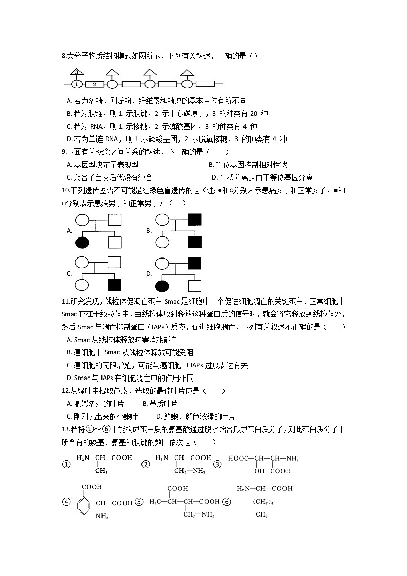 2021河南省临颍县南街高级中学高一下学期期末考试生物试题含答案第2页
