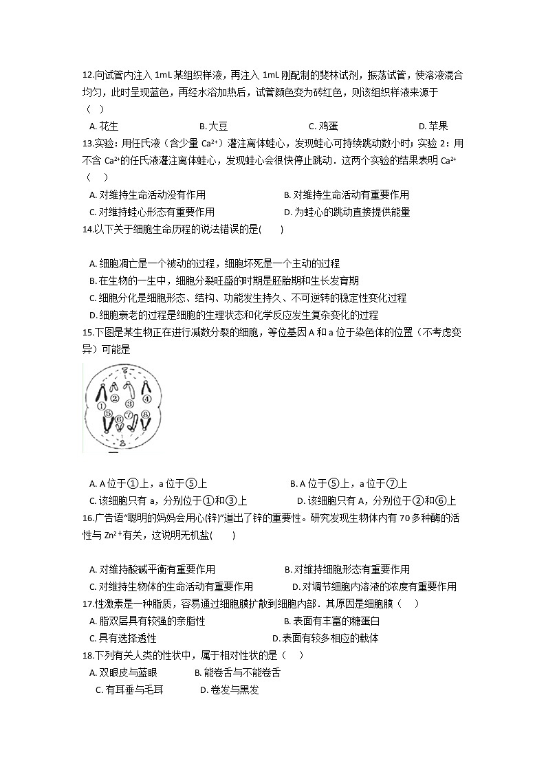 2021许昌三中高一下学期6月月考生物试题含答案第3页