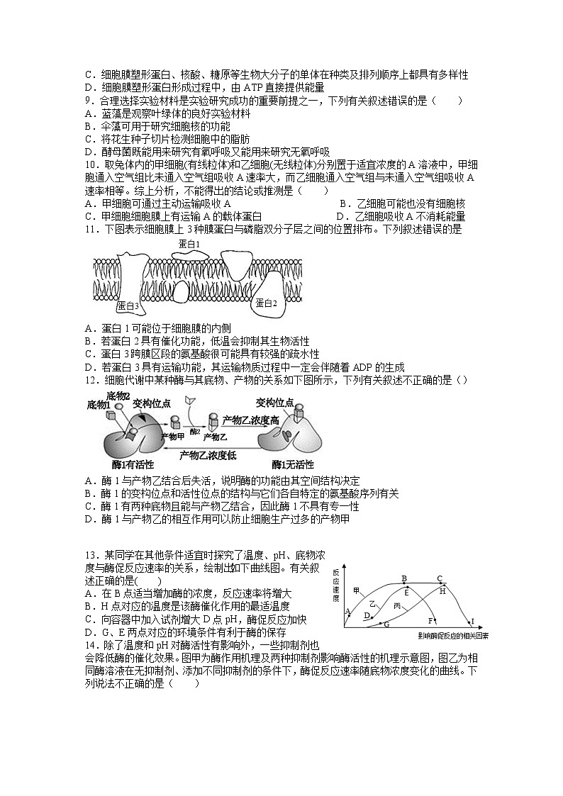 2021吉安吉水二高高一下学期期中考试生物试题缺答案02