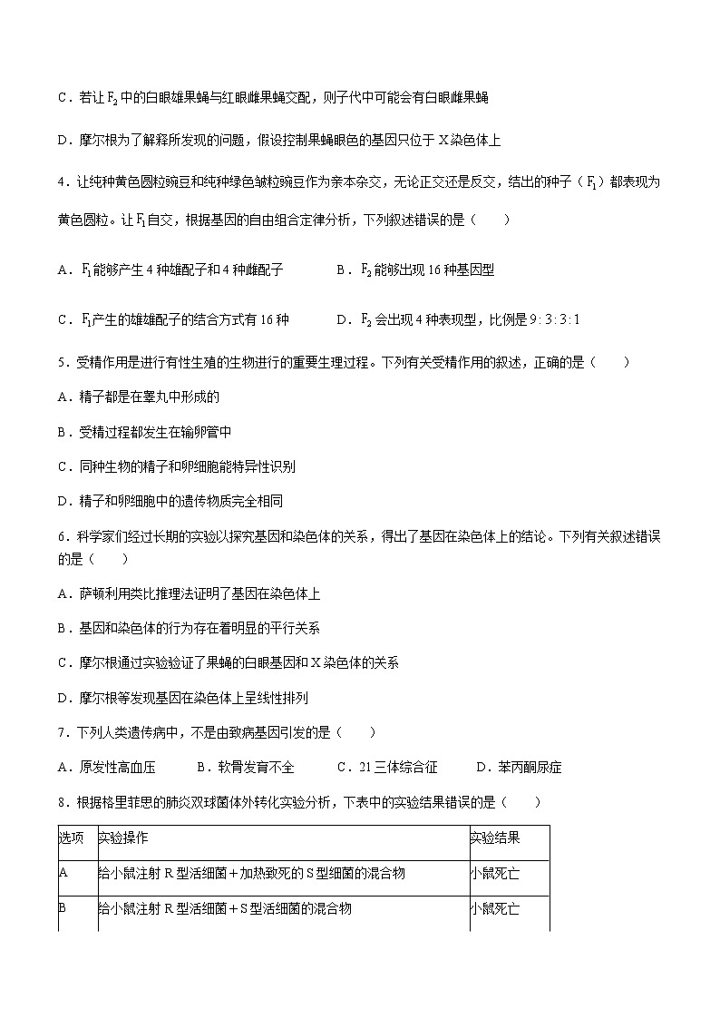 2021河南省高一下学期期末考试生物试题含答案02