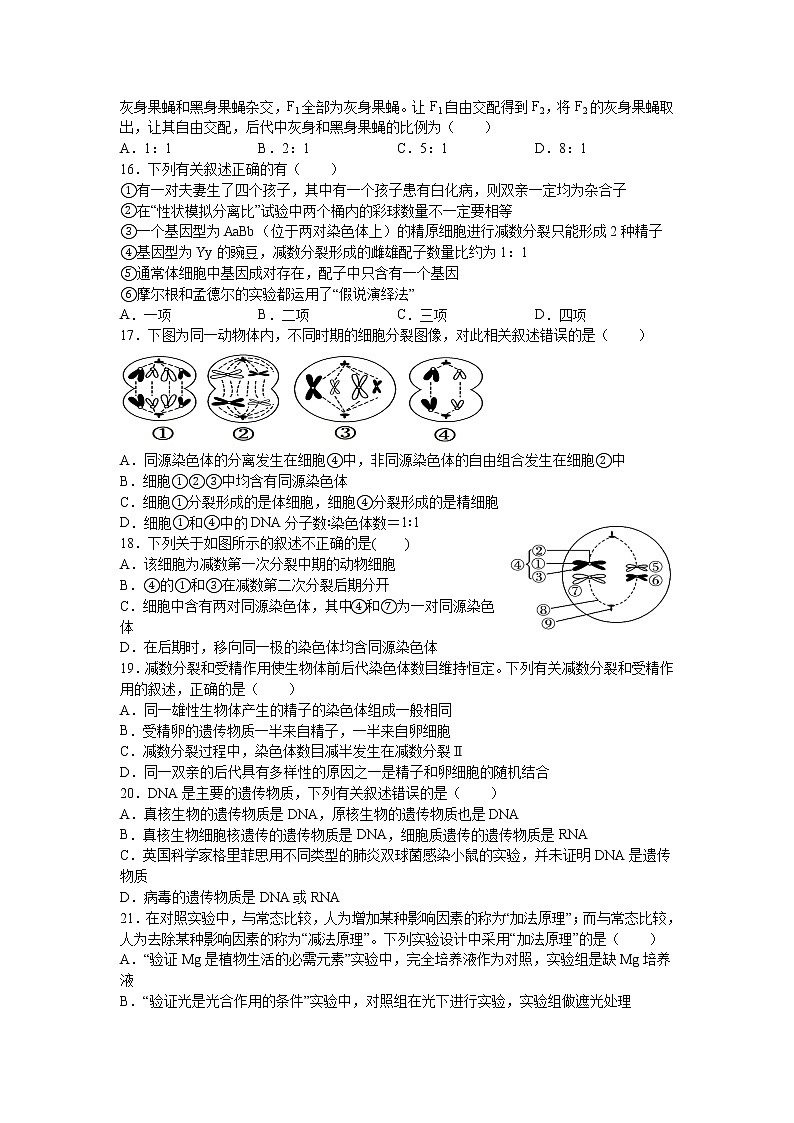 2021淮北树人高级中学高一下学期6月月考生物试卷含答案03
