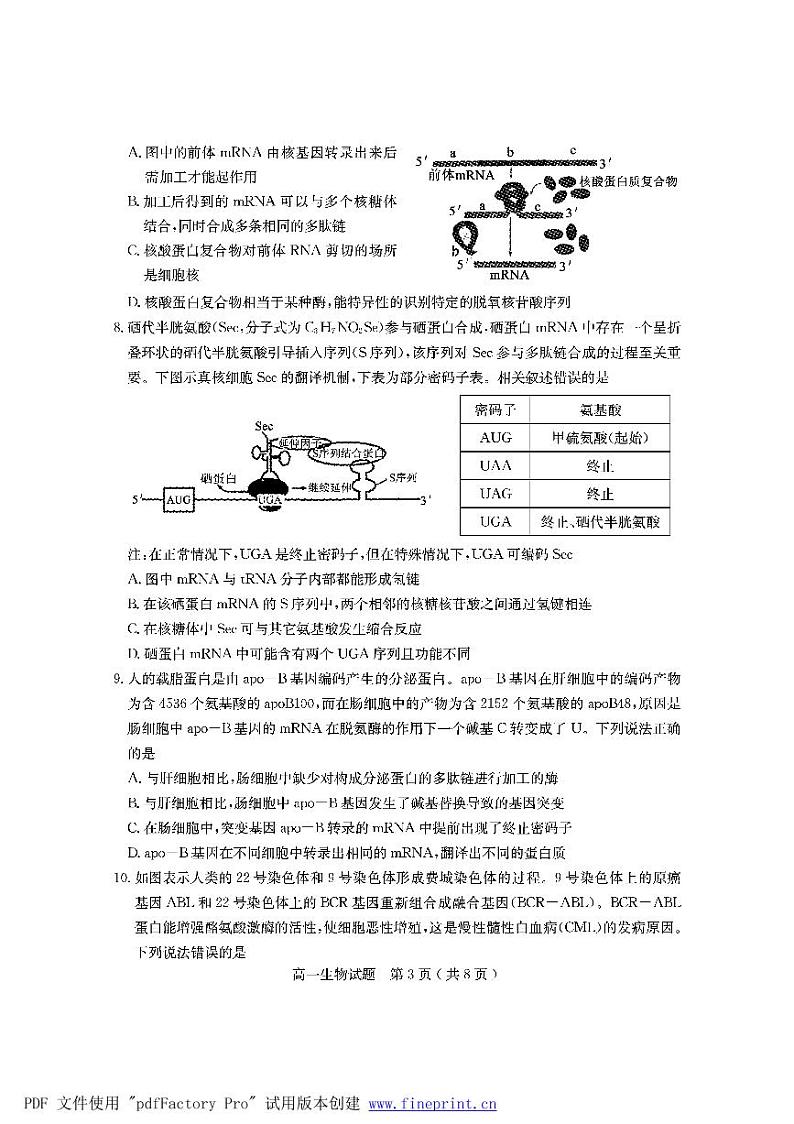 2021临沂兰山区高一下学期期末考试生物试题PDF版含答案第3页