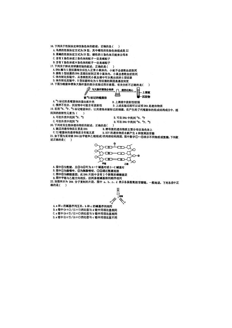 2021南宁邕宁高级中学高一下学期期末考试生物试题扫描版含答案03