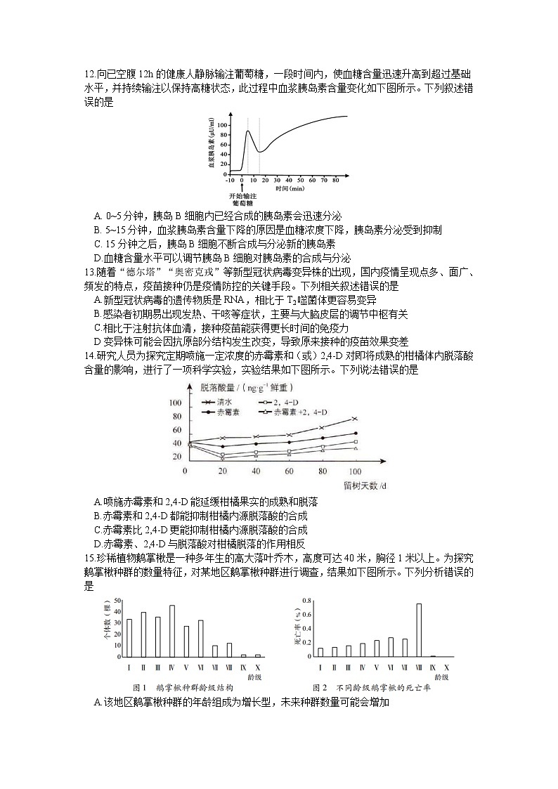 2022黄冈中学高三二模考试生物（含答案、答题卡）03