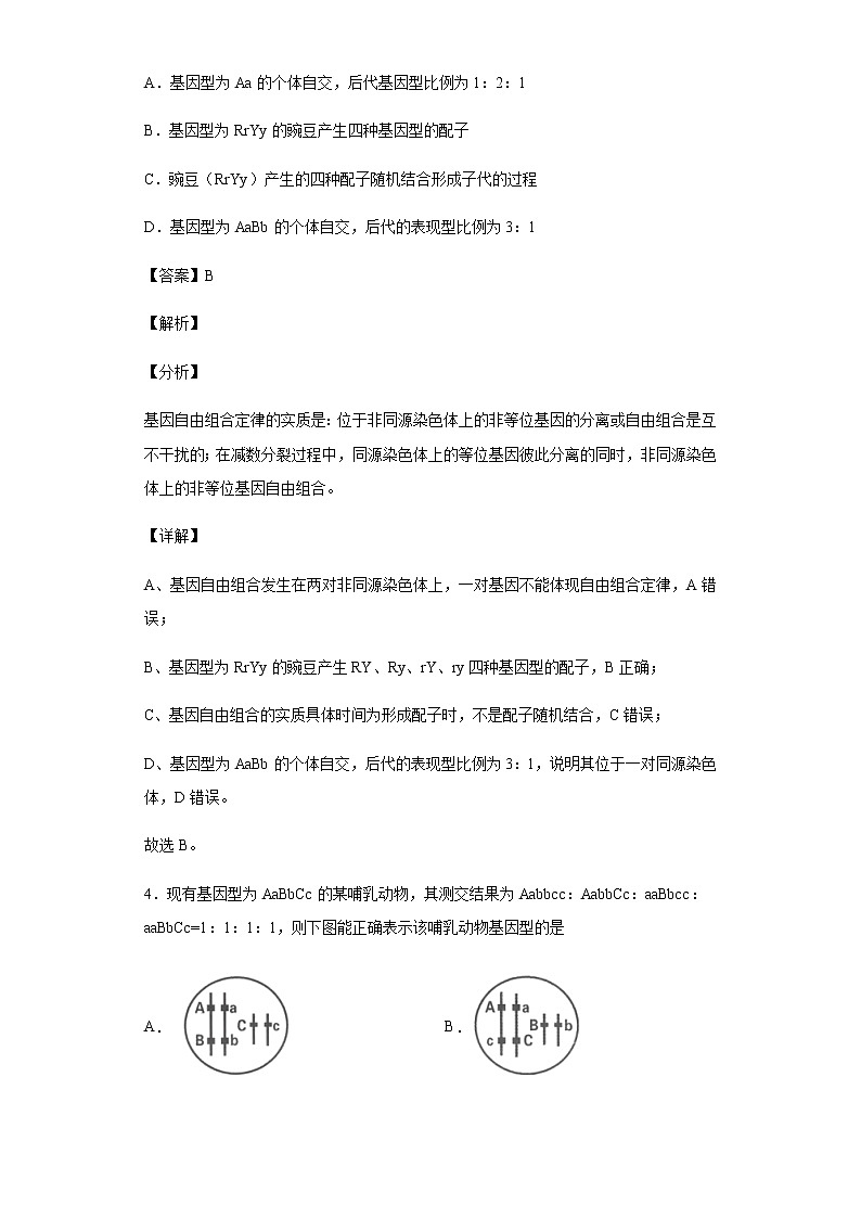2021-2022学年河北省石家庄市六县联考高一下学期第一次月考生物试题含解析03