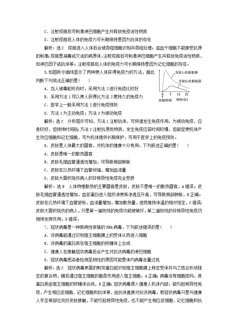 浙科版高中生物选择性必修1第四章免疫调节阶段检测含解析第2页