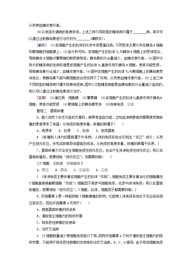 苏教版高中生物选择性必修1课后练习13人体免疫功能异常含解析第3页