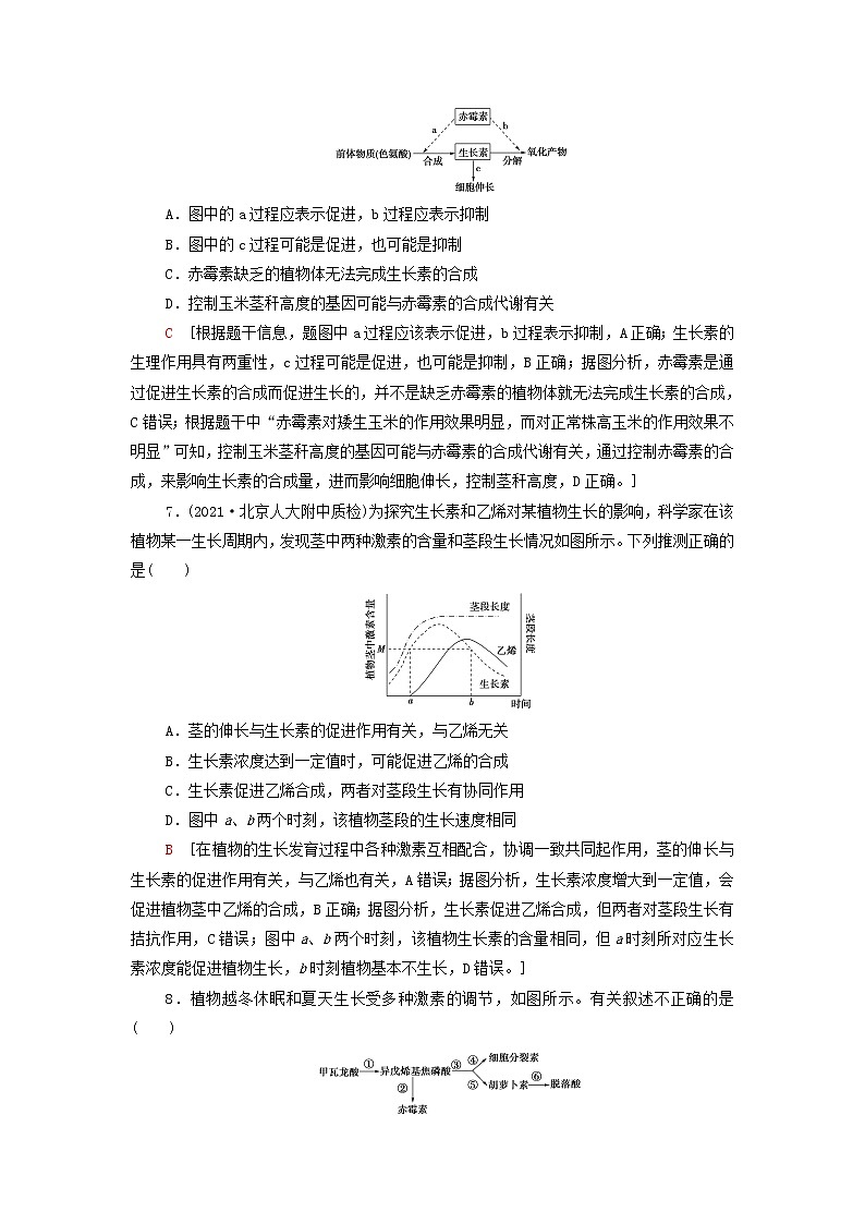 苏教版高中生物选择性必修1课后练习15其他植物激素及其生理功能植物激素共同调节植物的生命活动含解析第3页