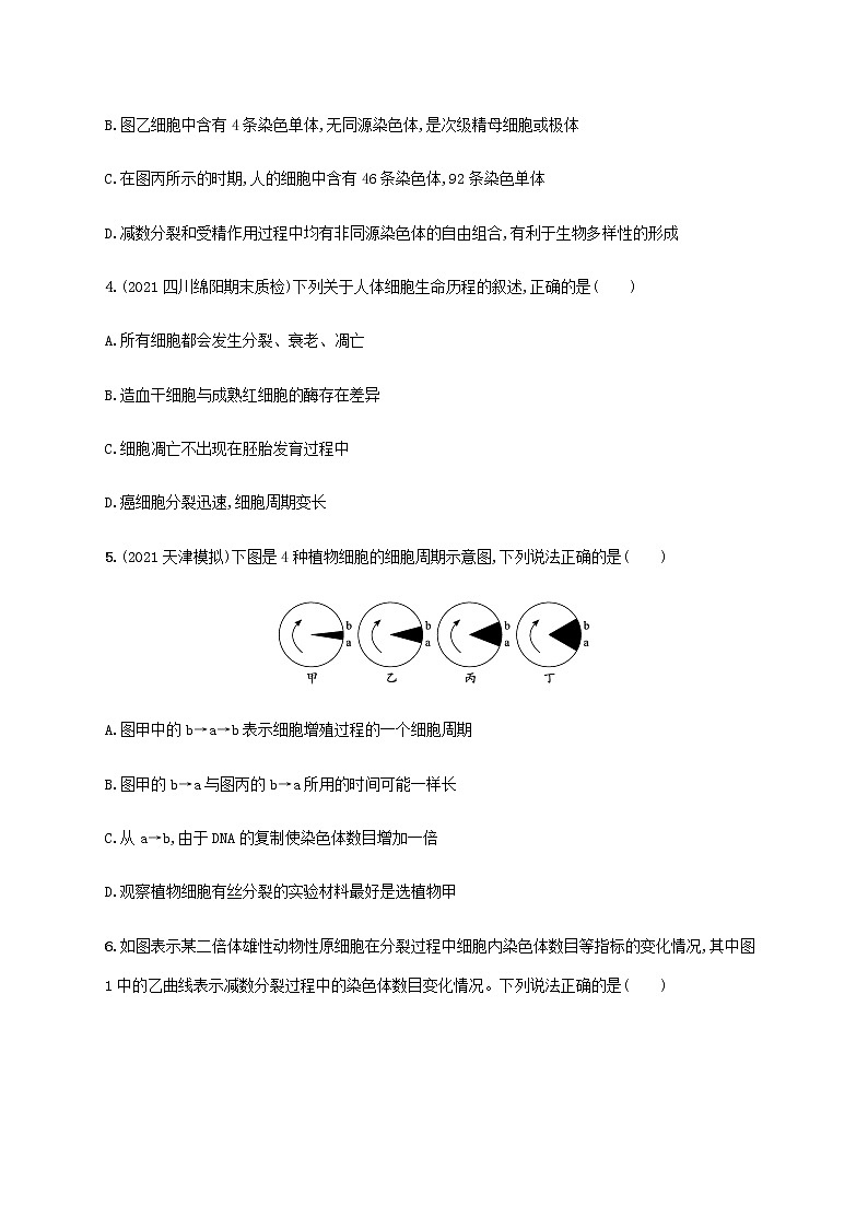 高考生物二轮复习专题突破练5细胞的生命历程含减数分裂含解析02