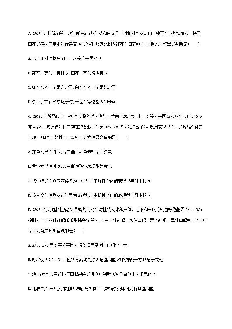 高考生物二轮复习专题突破练7遗传规律与伴性遗传含人类遗传病含解析第2页
