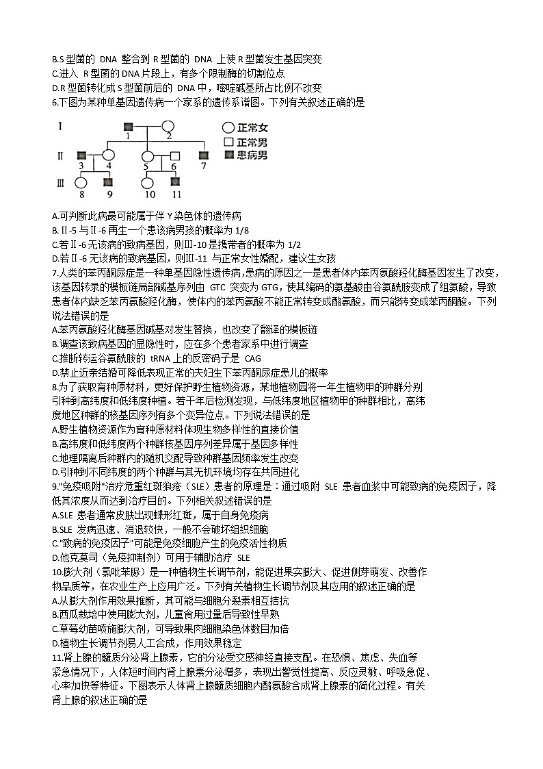 2022届福建省宁德一中高三下学期5月份质量检测（宁德三模）生物试题含答案02