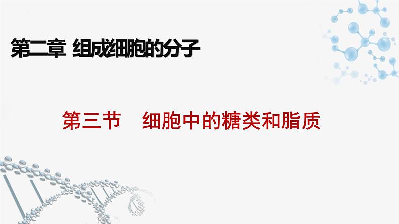 2.3细胞中的糖类和脂质课件2021-2022学年高一上学期生物人教版必修1第1页