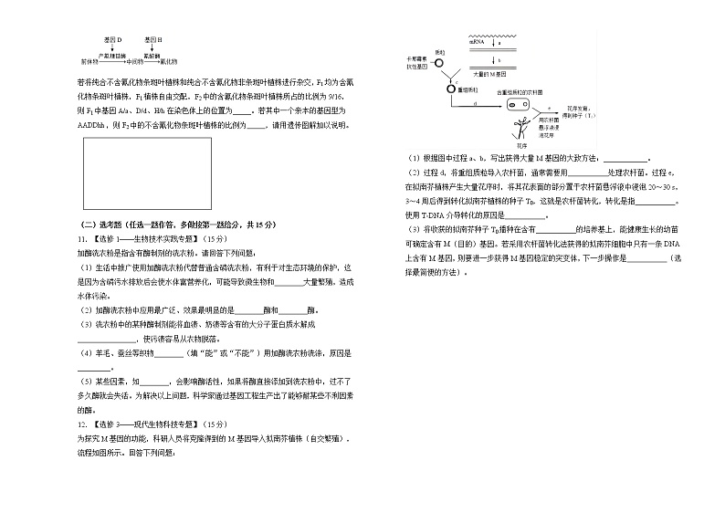生物2022届高三第三次模拟考试卷 （四） 学生版03