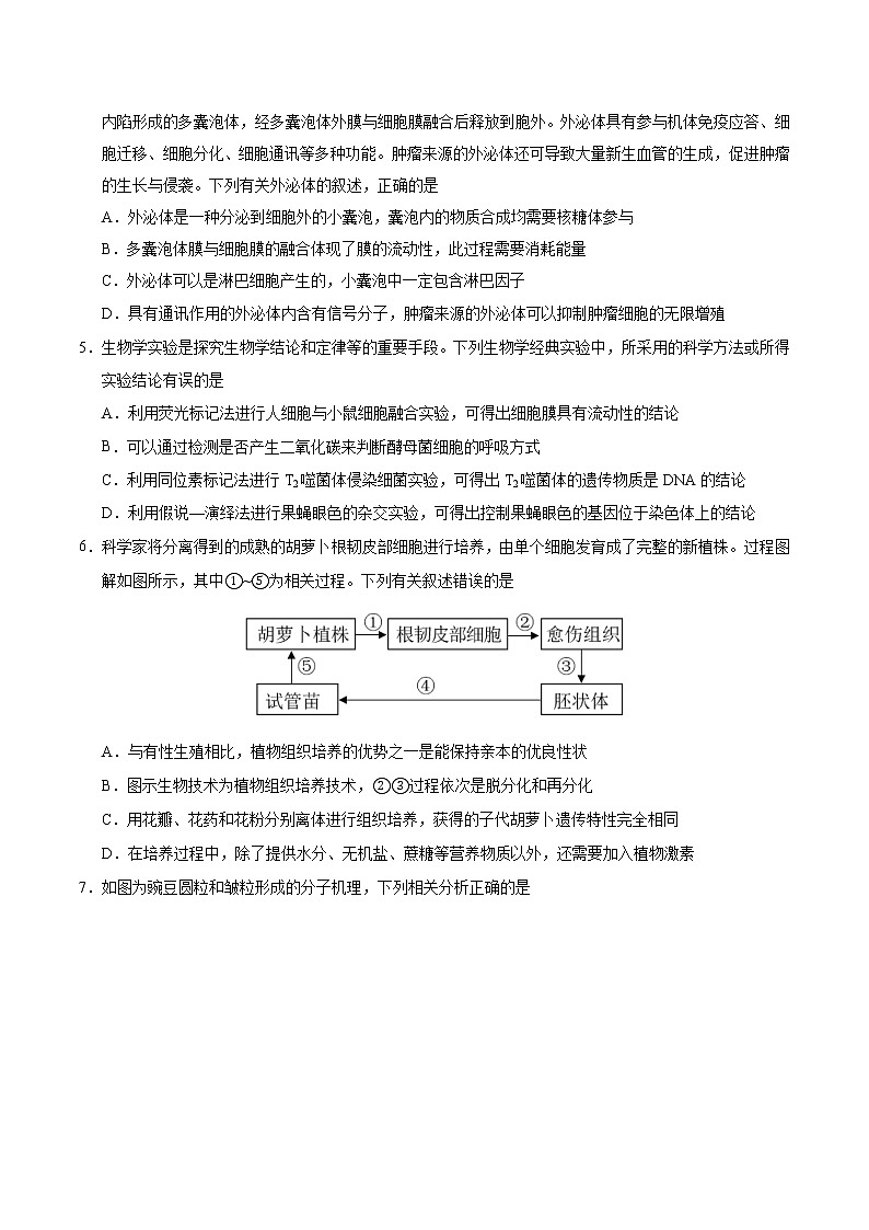 生物-2022年高考考前押题密卷（湖北卷）（A4考试版）第2页