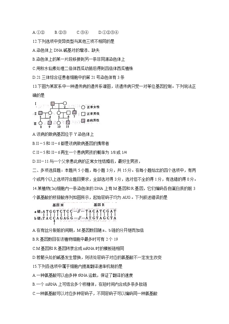 2021邢台高一下学期第三次月考生物含答案 试卷03