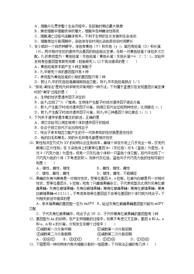 2021河南省正阳县高中高一下学期第三次素质检测生物试卷含答案第2页