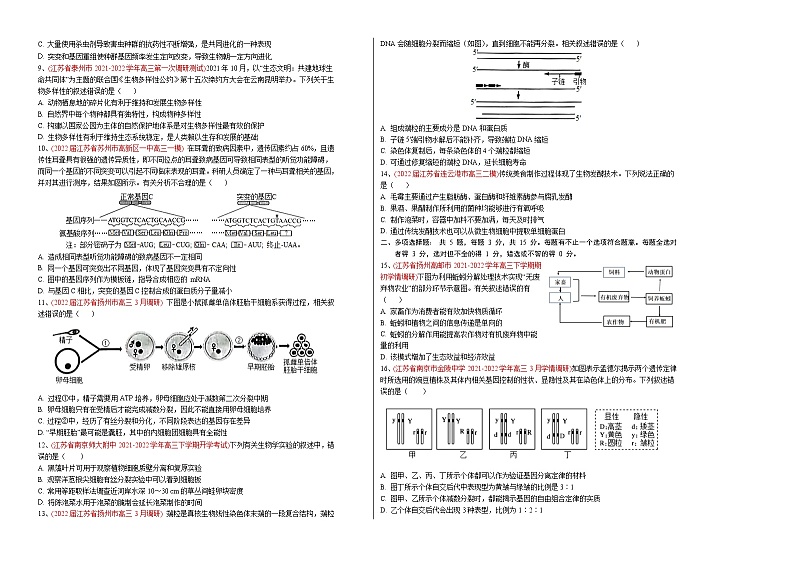 2022年高考押题预测卷03（江苏卷）-生物（考试版）第2页