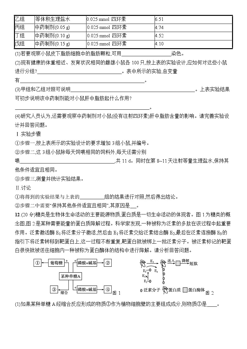 生物新教材一轮复习单元质检卷1　走近细胞　组成细胞的分子（含答案）03